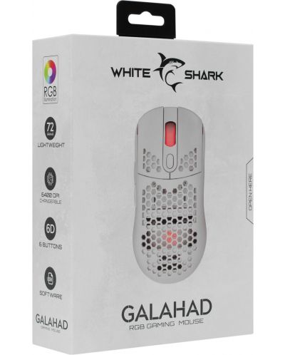 Mouse gaming  White Shark - GALAHAD, optic , albă  - 7