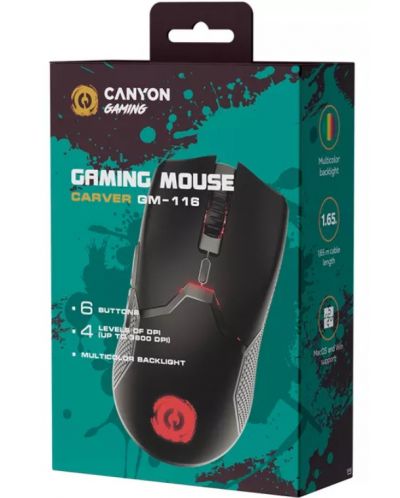 Mouse gaming Canyon - Carver GM-116, optic, negru - 6