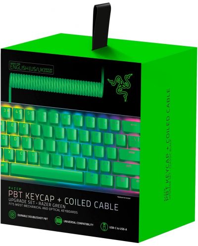 Set gaming Razer - PBT Keycap + Coiled Cable Upgrade Set, verde - 2