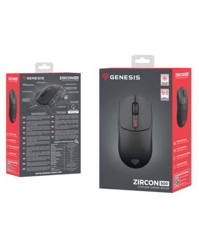 Mouse de gaming Genesis - Zircon 500, optic, wireless, negru - 10
