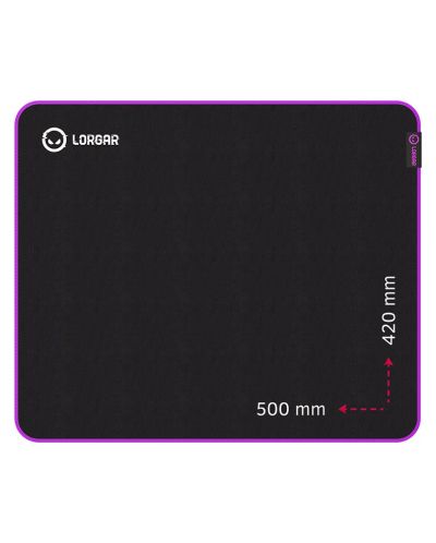 Mouse pad pentru jocuri Lorgar - Main 315, XL, moale, negru/violet - 1