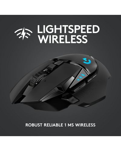 Mouse gaming Logitech - G502 LightSpeed, wireless, negru - 3