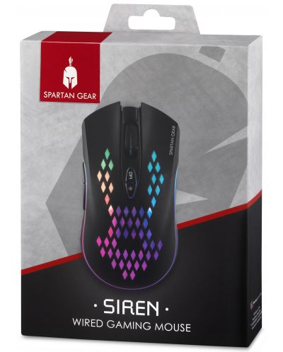 Mouse gaming Spartan Gear - Siren, cu fir, negru - 2