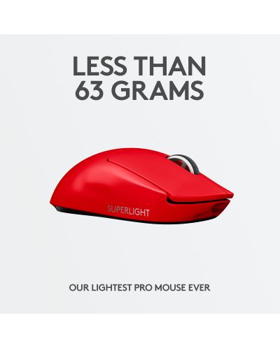 Mouse de gaming Logitech - Pro X Superlight, fără fir, roșu - 3
