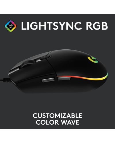 Mouse gaming Logitech - G102 Lightsync, optic, RGB, negru - 3