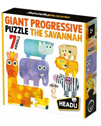 Puzzle progresiv uriaș Headu - Savana, 7 bucăți - 1