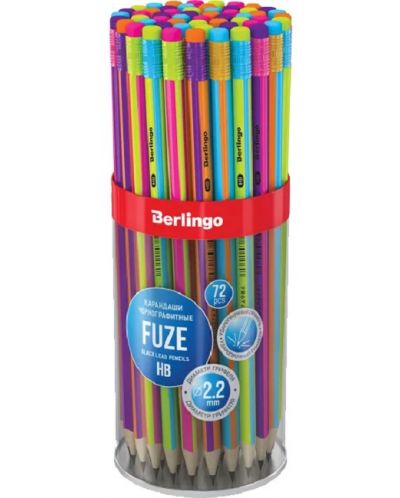 Creion grafit Berlingo - Fuze, HB, cu radieră, asortiment - 2