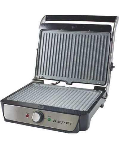 Grill Beper - BT.300, 2000W, granit, nervurat, gri - 1