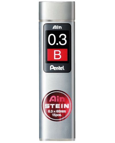 Mine grafit Pentel - Ain Stein - B, 0.3 mm, 15 bucati - 1