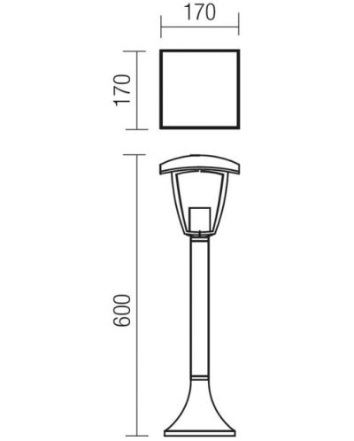 Lampă pentru grădină Smarter - Edmond 9157, IP44, E27, 1x28W, neagră - 2