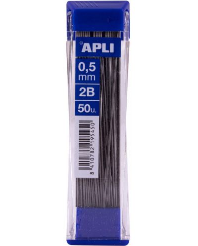 Grafit pentru creion automat Apli - 2B, 0,5 mm, 50 bucăți - 1