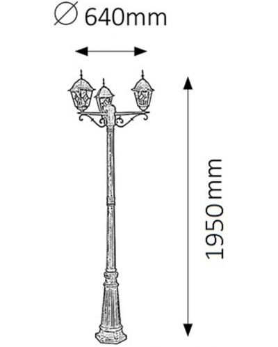 Lampă de grădină Rabalux - Monaco 8186, IP43, E27, 3 x 60W, bronz - 2