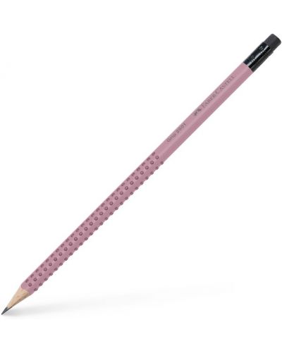 Creion de grafit Faber-Castell Grip - 2001, B, cu gumă de șters, roz - 1