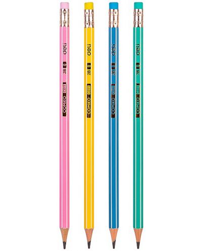 Creion grafit cu radiera Deli Comico - EC011-2B, 2B, sortiment - 2