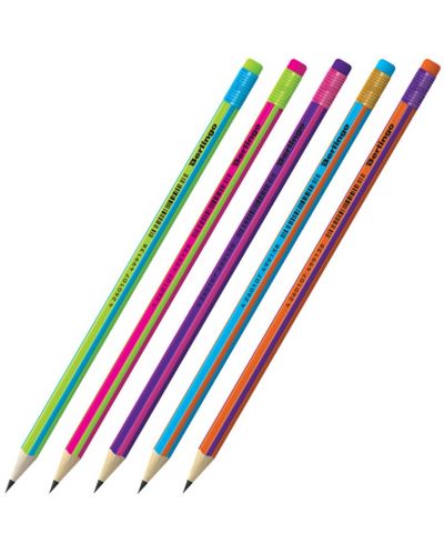 Creion grafit Berlingo - Fuze, HB, cu radieră, asortiment - 1