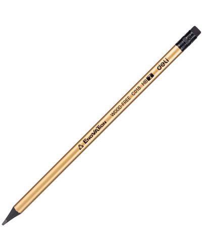 Creion din grafit cu radiera Deli Enovation - EC018-HB, HB, sortiment - 1