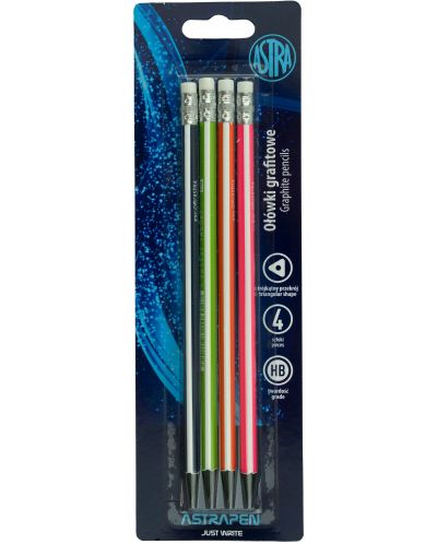 Creioane din grafit Astra - cu radiera, 4 piese - 1