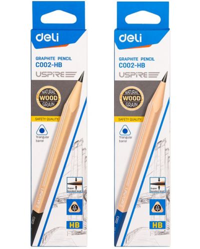 Creion grafit Deli Uspire - EC002-HB, HB, sortiment - 3