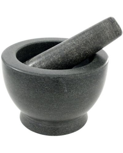 Mojar cu pistil din granit HIT - 15 x 9.5 cm, negru - 1