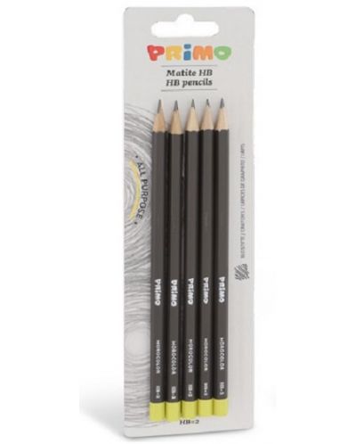 Creioane cu grafit Primo HB - Hexagonale, 5 bucati - 1