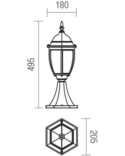 Lampă de grădină Smarter - Sevilla 9606, IP44, E27, 1x42W, neagră antică - 2