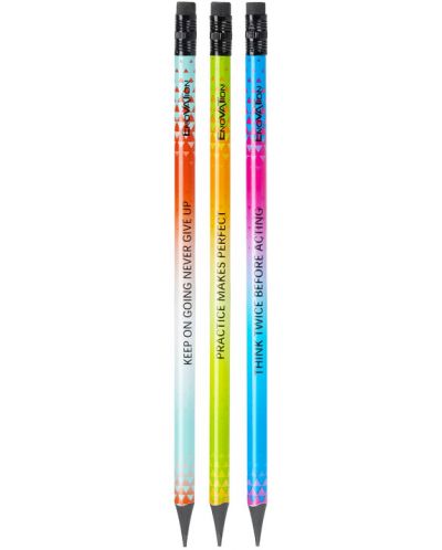 Creion din grafit cu radiera Deli Enovation - EC020-HB, HB, Sortiment - 1