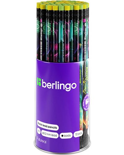 Creion grafit Berlingo - Futureal, HB, cu radieră, asortiment - 2
