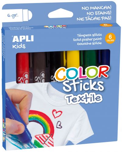 Set batoane guase APLI - Pentru material textil, 6 culori - 1