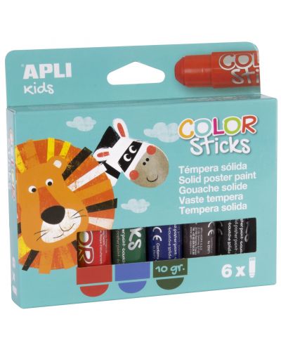 Set de vopsele pentru desen APLI Kids - Baton guasa, 6 culori pastelate - 1
