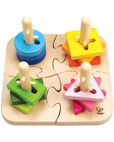 Puzzle Hape cu figurine pentru insirat, din lemn - 1