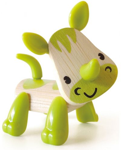 Jucarie pentru copii din bambus Hape - Animal mini Rinocer - 1