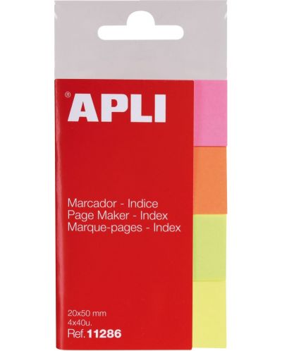 Indicii de hârtie Apli - 4 culori neon, 20 x 50 mm - 1