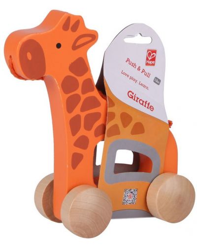 Jucarie pe roti din lemn - Girafa - 1