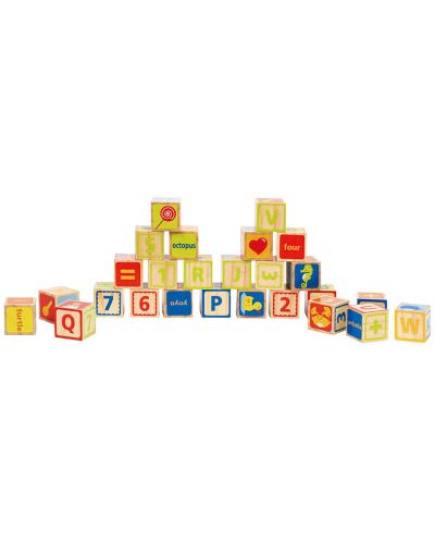 Cuburi colorate Hape cu litere si cifre, din lemn - 2