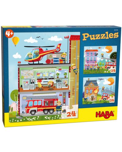 Puzzle 3 in 24 pentru copii Haba - Pompierii - 1