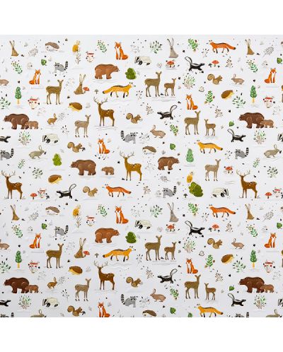 Hârtie de împachetat Goldbuch - Animale de pădure, alb, 50 x 70 cm - 1