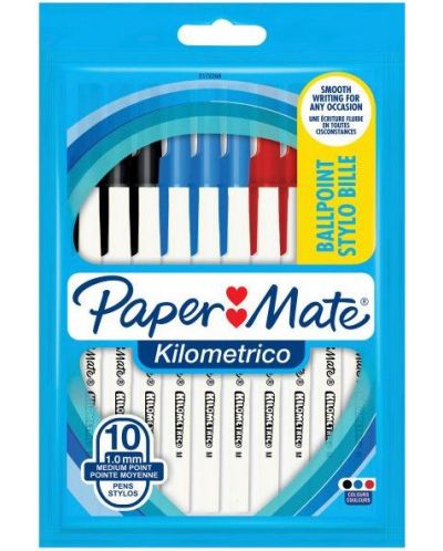 Stilouri Paper Mate Kilometrico - 10 bucăți, asortiment - 1