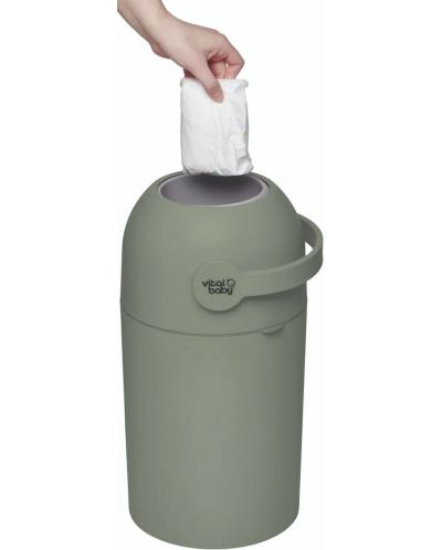 Coș de gunoi igienic pentru scutece Vital Baby - fără cartușe, verde - 4