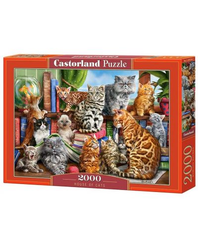 Puzzle Castorland de 2000 piese - Casa pisicilor, Marcelo Corti - 1