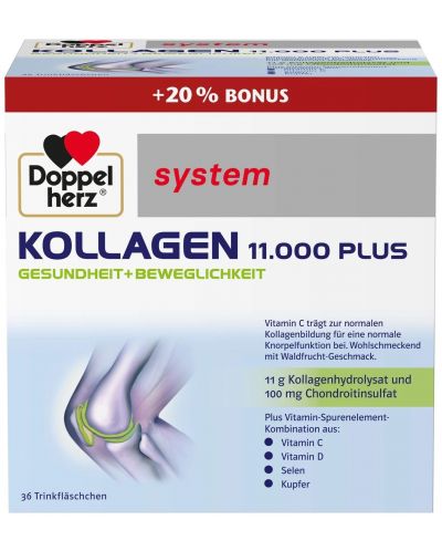 Doppelherz System Kollagen 11.000 Plus, 30 + 6 flacoane