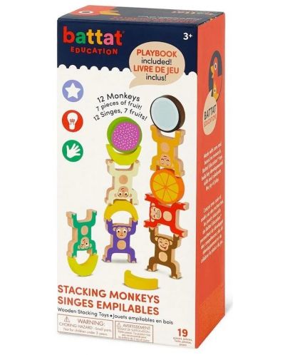 Set de joacă Battat - Maimuțe colorate din lemn pentru stivuire - 1