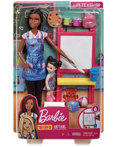 Set de joc Barbie - Barbie profesoară de desen, brunetă - 1