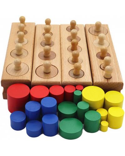 Set de joacă Smart Baby - cilindri de lemn Montessori, 40 de bucăți - 1