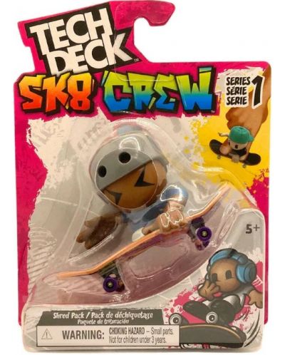 Set de joc Tech Deck SK8 Crew - Skateboard-uri pentru degete cu figurină, cu pălărie gri - 1