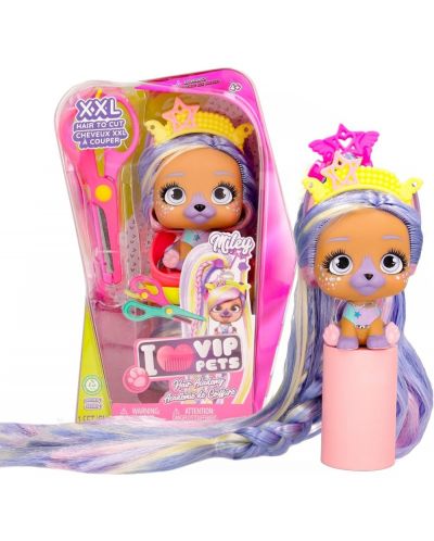 Set de joaca  IMC Toys Vip Pets - Cățeluș cu păr lung la modă pentru coafuri cu accesorii, Miley - 3