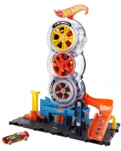 Set de joaca Mattel Hot Wheels - Centru de vulcanizare auto modern urban - 1