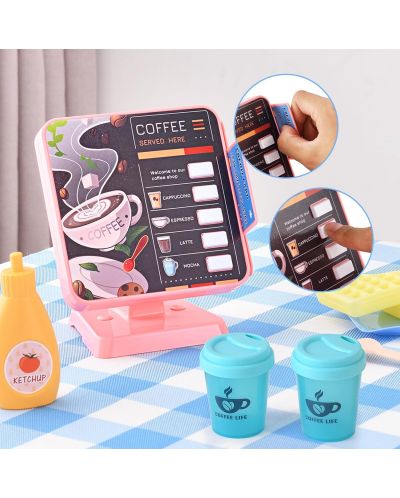 Set de joc Sonne - Mașină de cafea cu accesorii, roz - 3