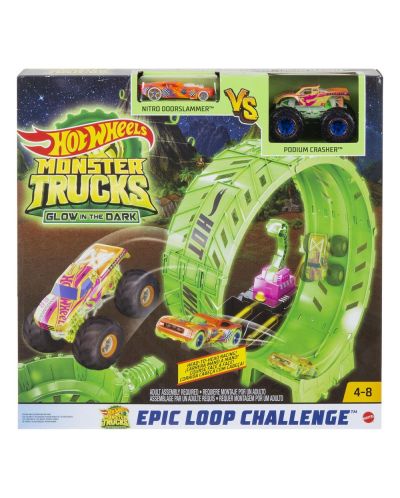 Set de joc Hot Wheels Monster Truck - Pista iluminată Epic Looping  - 2