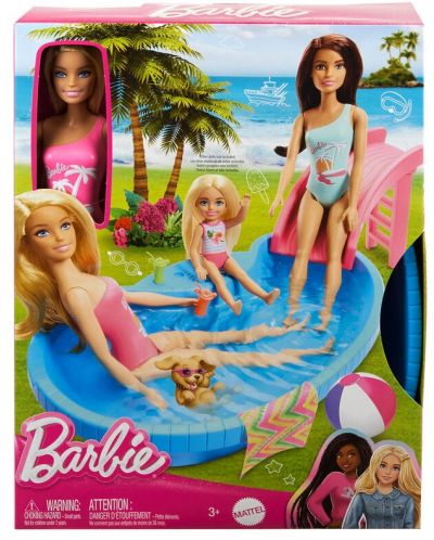 Set de joaca Mattel Barbie - Barbie  cu piscina si tobogan - 1