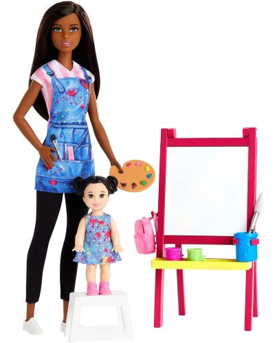 Set de joc Barbie - Barbie profesoară de desen, brunetă - 2